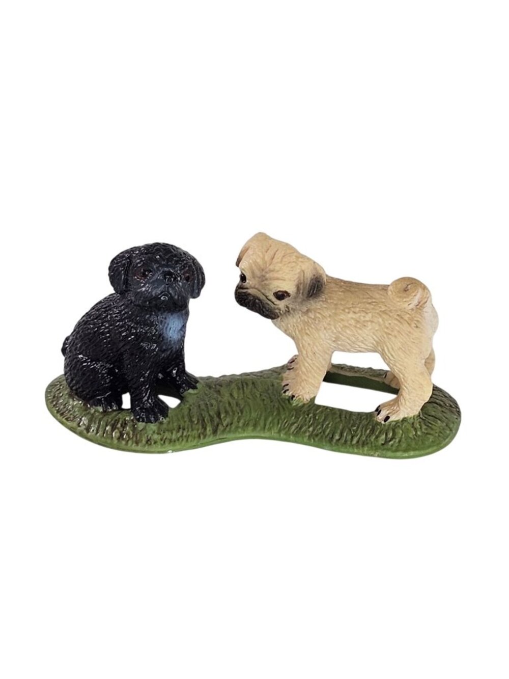 Schleich Germany 2009 Pug Puppies On Grass Mini Figurine Retired 16383